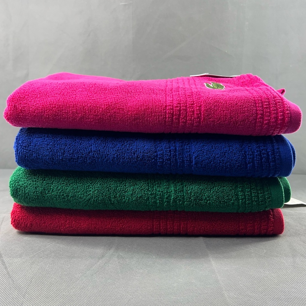 NWT Lacoste Solid Color Bath Towel Pick Your Color 100% Cotton